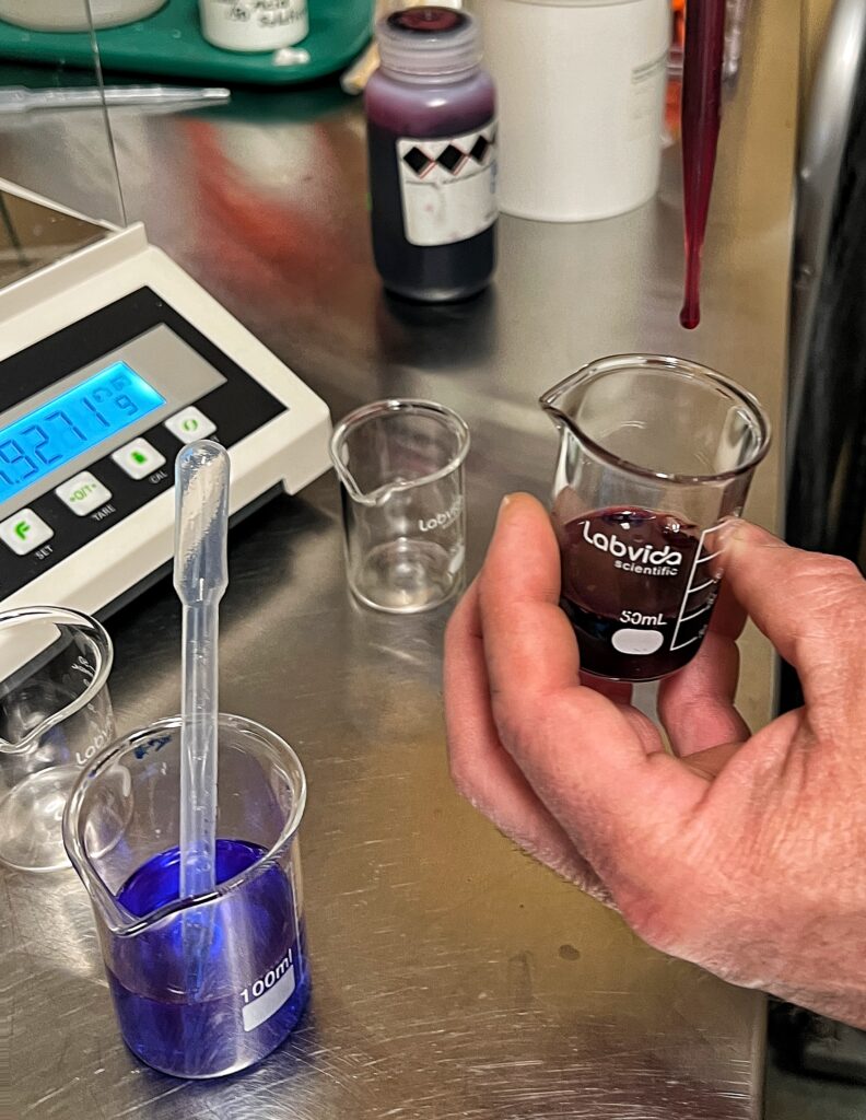 Beau Swicegood reviewing a formula sample in the Chaé laboratory